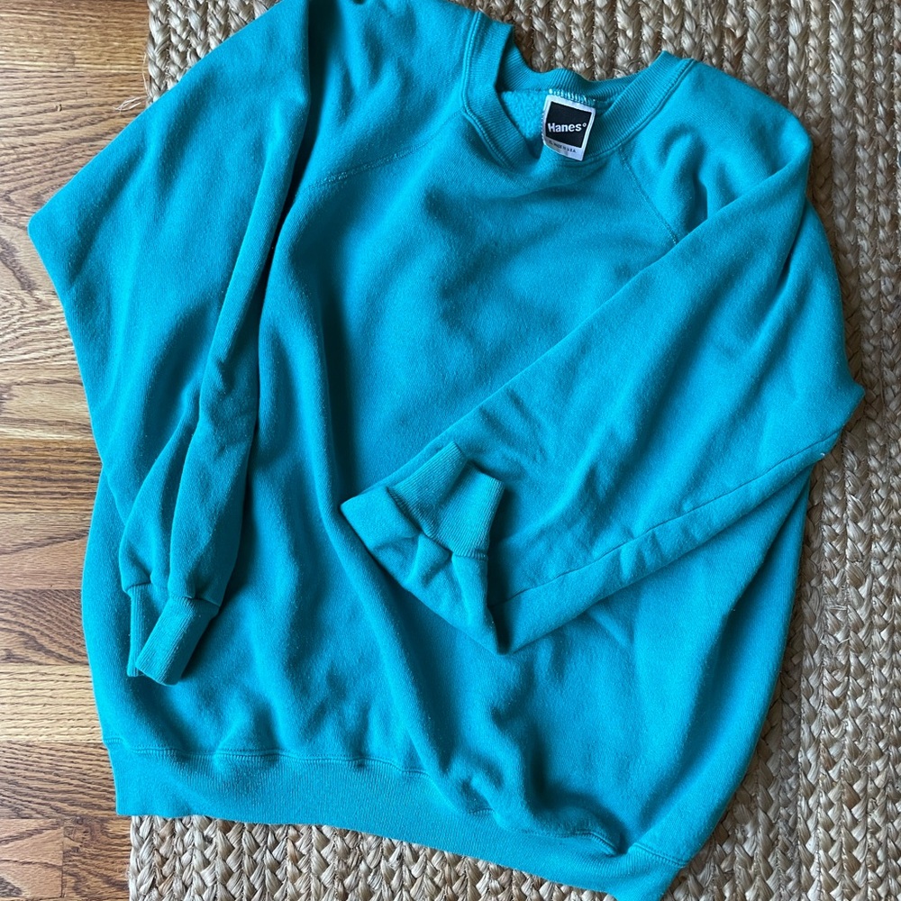 Hanes Men's Vintage Teal Crewneck Sweater